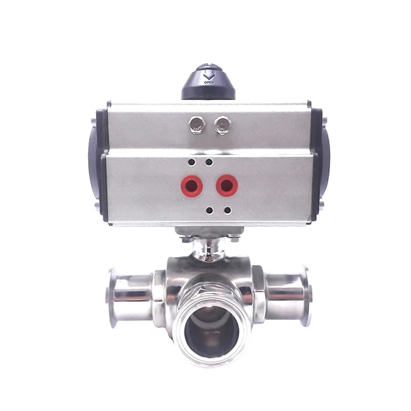 Sanitary Stainless Steel Pneumatic Three-Way Ball Valve