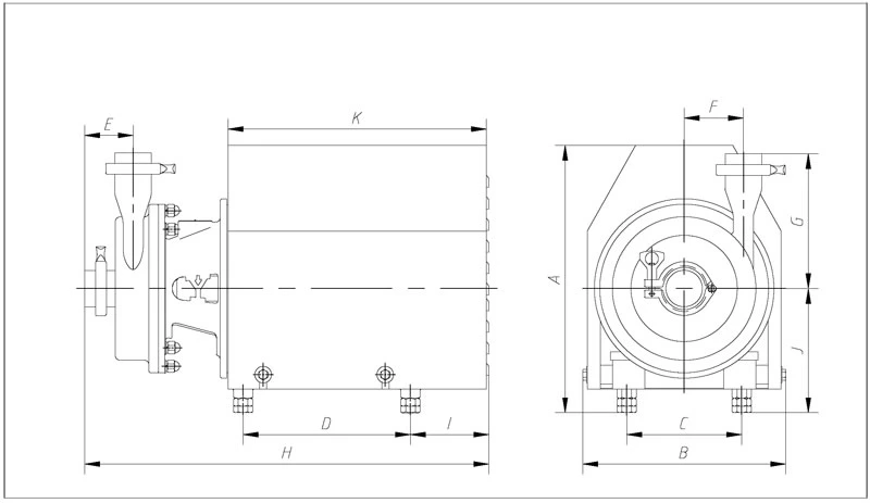 45 Degree Discharge Centrifugal Pump With Drain Valve